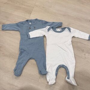 Cozy Blue and White Kids Footies Set